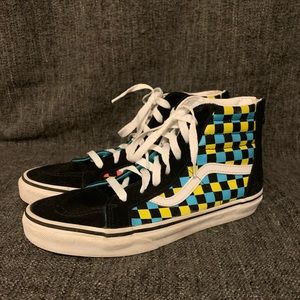 Vans Sk8-Hi Zip Neon Glow Check Size 6 US Juniors, 7.5 US Women’s, 5 UK, 38 EUR
